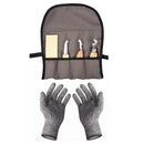3 Knives Wood Carving Tools Set w/ Tool Pocket & Art Glove Woodcarving Kit