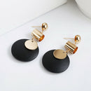 4X(Temperament Wild Round Earrings Geometric Hollow Alloy Pendant Earrings C7R6)