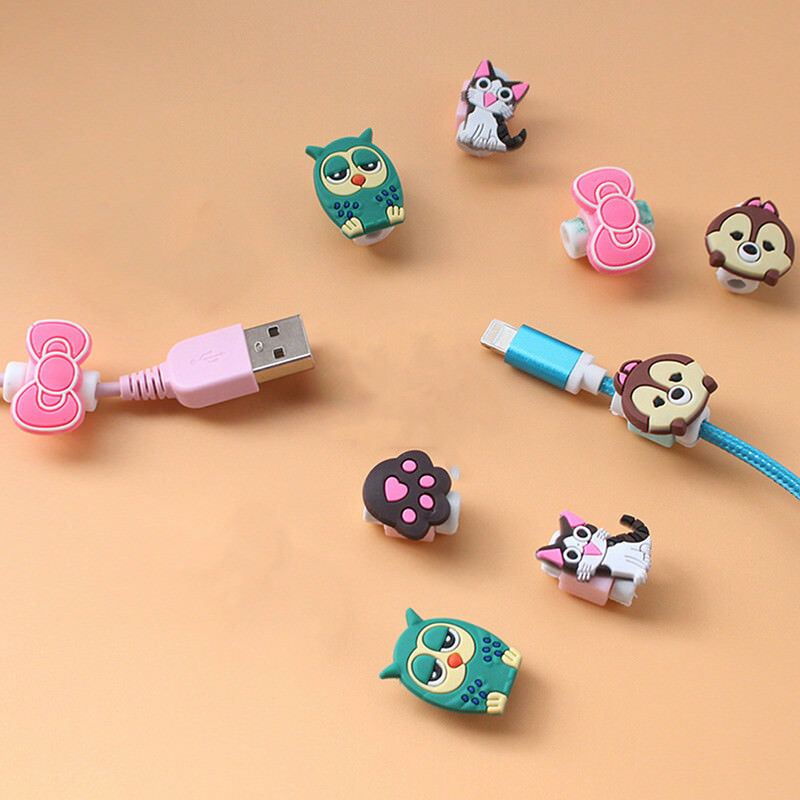 6X Cartoon Charging Cable Protector Cute Cord Protection Cover Organizer Wire LJ