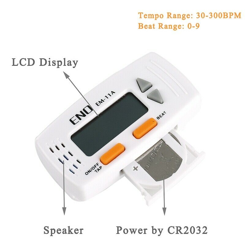 Eno Em-11A Clip-On Mini Electric Guitar Metronome With Clock Function Porta