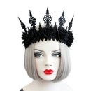 Dark Black Gothic Queens Flower Crown Hairband Headband Halloween Party Cost TE