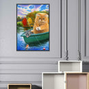 5D DIY Full Drill Diamond Painting Fishing Cat Cross Stitch Embroidery Kits