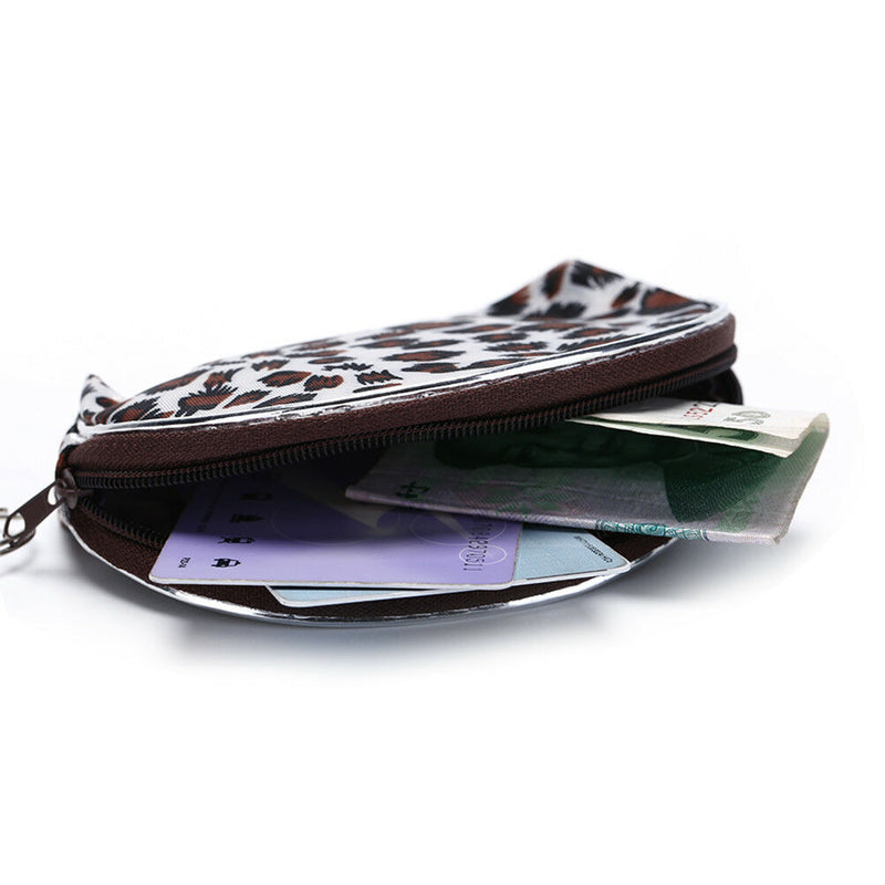 2Pcs Women Leopard Mini Wallet Card Holder Zip Coin Purse Clutch Handba  Kw