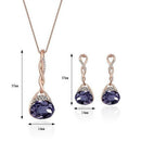 Necklace Earrings Diamond Water droplets Elegant Women Jewellery Set of Pen