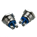 2x Waterproof Push Button Switch 16mm 3A/250V Metal Momentary Horn Self ESO