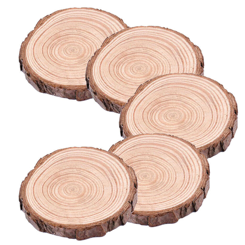 5pcs 7-8cm Blank Natural Wood Slices Circles Log Discs for Drawing DIY Craft