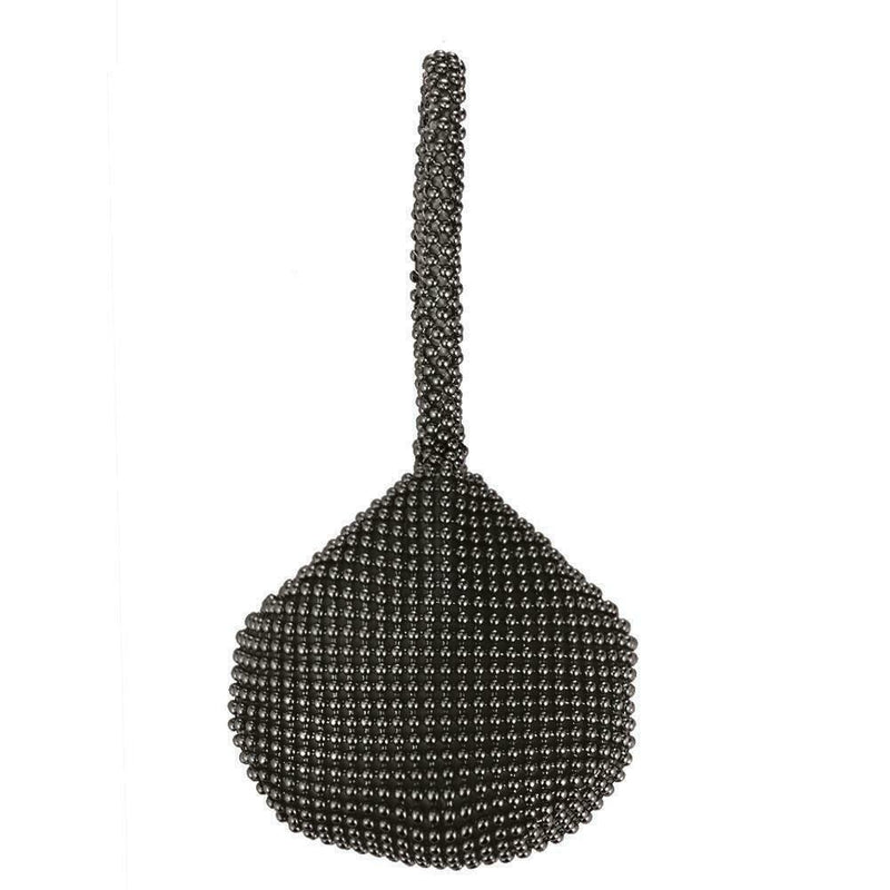 Women Metal Evening Clutch Bags Fashion Rhinestone Purse Handbag (Black)