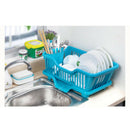 Blue Kitchen Sink Dish Drying Rack Drainer Washing Holder Basket Organizer