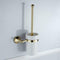 Golden Brass Bathroom Toilet Cleaning Brush Holder Cup Wall Mounted Set 370mm