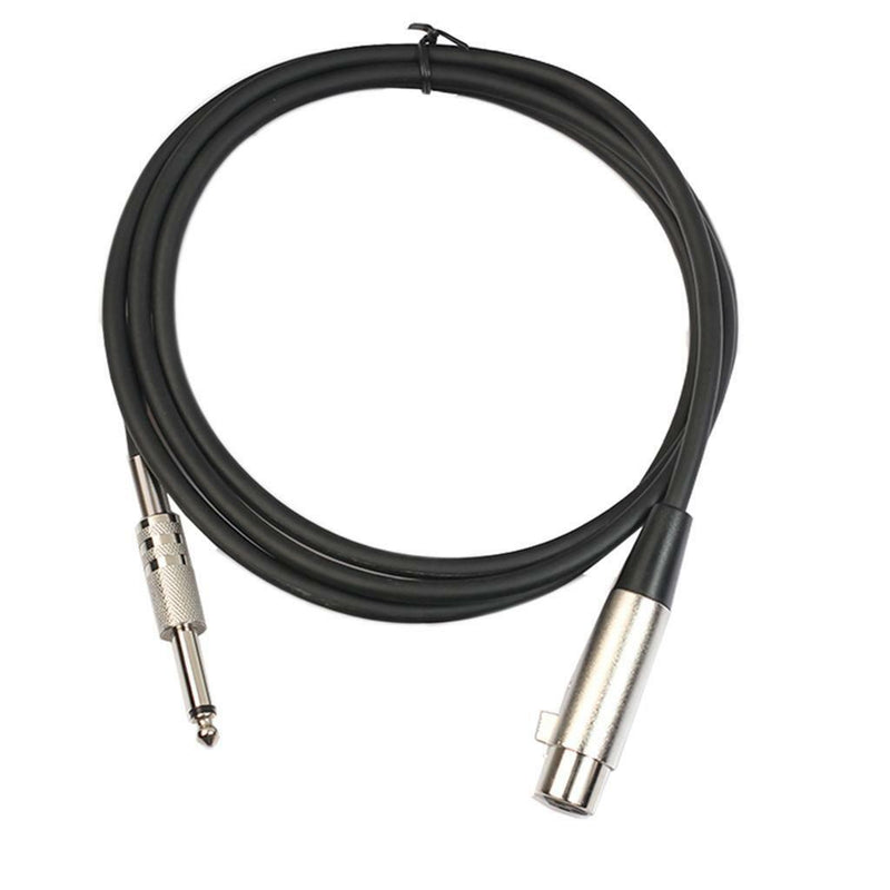 1.8m XLR 3 Pin Female to 1/4" 6.35mm TS Mono Microphone Cable Shielded Wire