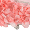 Lady Satin Clutch Bag Flower Evening Party Wedding Purse Chain Shoulder Han O1H8