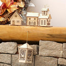 Wooden house, Christmas decorations light, small hotel bar Christmas tree w