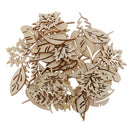 50Pack Hollow Leaves Shapes Wooden Pieces Wood Chip Painting Drawing Crafts