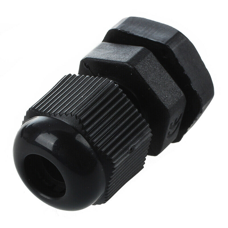PG7 Black Plastic Waterproof Cable Glands Joints 10 Pcs G7F2
