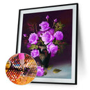 5D Rose Flower DIY Diamond Panting Cross Stitch Embroider Purple