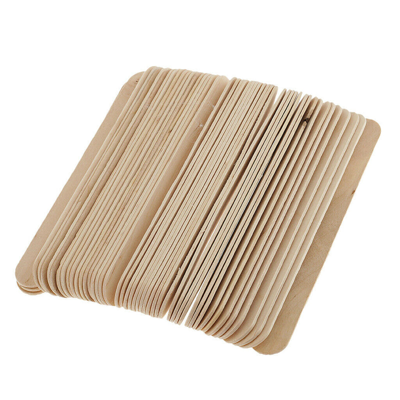 50pcs Natural Wooden Disposable Hair Remover Waxing Applicator Sticks Wax 15cm