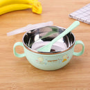 Children Cartoon Stainless Steel Bowl Spoon Baby Food Feeding Tableware Set A
