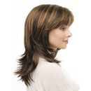 Women Short Synthetic Wigs Mixed Brown Straight Wavy Hair Wigs Natural for Party