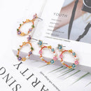 Sweet And Lovely Colorful Flower Wreath Pendant Earrings Enamel Diamond Ear A1W6