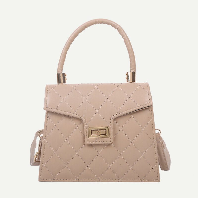 Lattice Pattern PU Women Shoulder Bags Elegant Crossbody Handbags (Khaki)