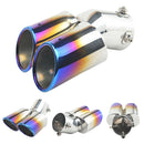 To Throat Dual Exhaust Pipe Car Tailpipe Rear Tail Chrome Trim Muffler Tip