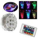 10 LED RGB Multi Color Aqua Submersible Base Candle Light Up Lamp + Remote H9R9