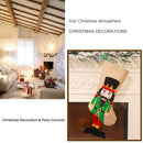 Cartoon Walnut Soldier Christmas Stocking Linen Sock Candy Gift Bag (Green) A