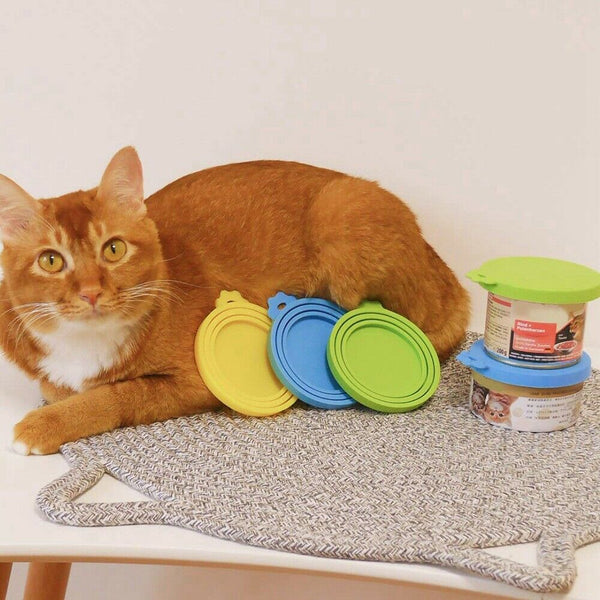 4 Pack Pet Food Can Covers Universal Silicone Can Lids - One Size Fit 3 Sta I7M3