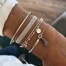 4* Alloy Smooth Fringed Bracelet Chain Beads Bracelet Adjustable Gift Valen H1I2