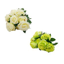 Rose Bouquet Home Party Artificial Flower Props Garden Decor White & Green