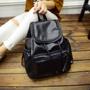 Casual Women Soft PU Leather Backpack Travel Grils School Backpack Black