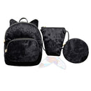 3pcs/set Women Flannel Solid Color Fish Tail Backpacks Shoulder Bags Clutch