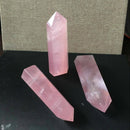 Pink Rose Quartz Crystal 100% Natural Rock Stone Point Healing Wand Best Gift
