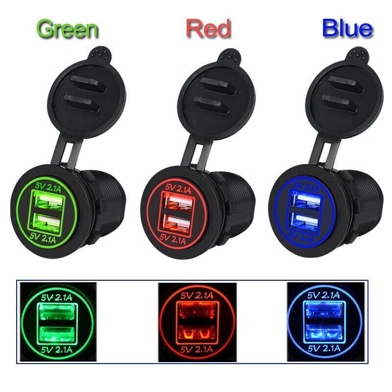 5V 4.2A Dual 2USB Charger Socket Adapter Power Outlet for 12V 24V Car Motor D1Z3