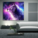 Purple Wolf 5D Diamond DIY Painting Kit Home Decor Craft 35 X 30cm
