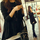 Womens Loose Casual Asymmetric Hem Long Sleeve Cotton Swing T-shirt Tops