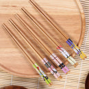 5 Pair of Natural Bamboo Wood Japanese Painting Chopsticks Value Dinner Reusable