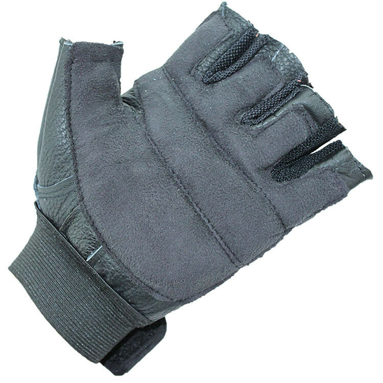 Pair of Black Stylish Leather Fingerless Gloves For Men S8G7