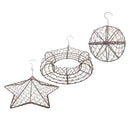 Pack of 3, Metal Wire Wreath Frame Form Hanger, Round & Ball & Star Shaped