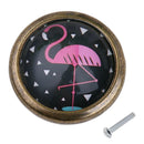 Set of 2 Flamingo Door Knobs- Interior Round Knobs and Pulls for Drawer Hardware