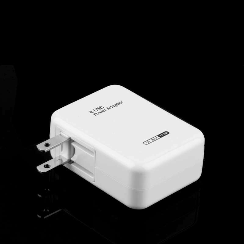 White Plastic 2.1A 4 Ports Usb Portable Home Travel Wall Charger Ac Power A Y8P8