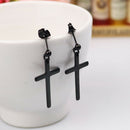 1 Pair Cross Dangle Earrings Post Studs Dangler Stainless Steel Ear Stud