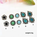 5Pairs Boho Women Turquoise Beads Earrings Retro Jewelry Ear Stud Earrings Set