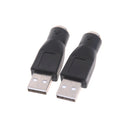 2PCS PS/2 Female to USB Male Adapters Converter For PC Computer Keyboard Mouse L