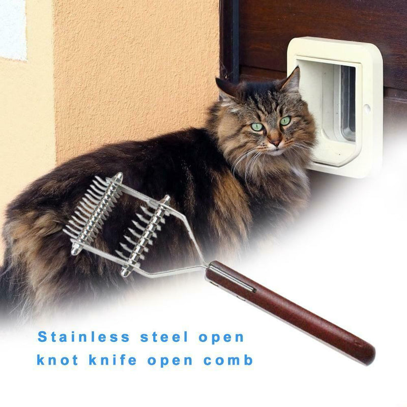 Pet Dog Cat Fur Knot Cutter Steel Remove Hair Brush Grooming Comb Rake (S)