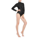 Women One Piece Swimsuit Long Sleeve High Neck Zipper Back Bodysuit Jumpsuit