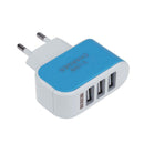 3USB EU Plug LED Mobile Phone Charger Multi-Head Travel Charger(2A)(Blue)