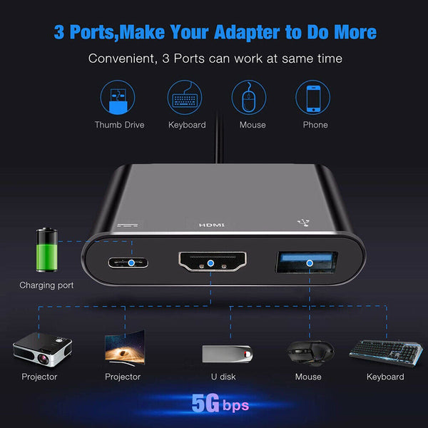 USB C to 4K HDMI USB 3.0 USB C Adapter for Nintendo Switch Laptop Phone