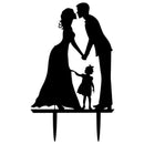 Bride Groom with Kid Acrylic Wedding Cake Topper Inserted Card Wedding Deco N8Y6