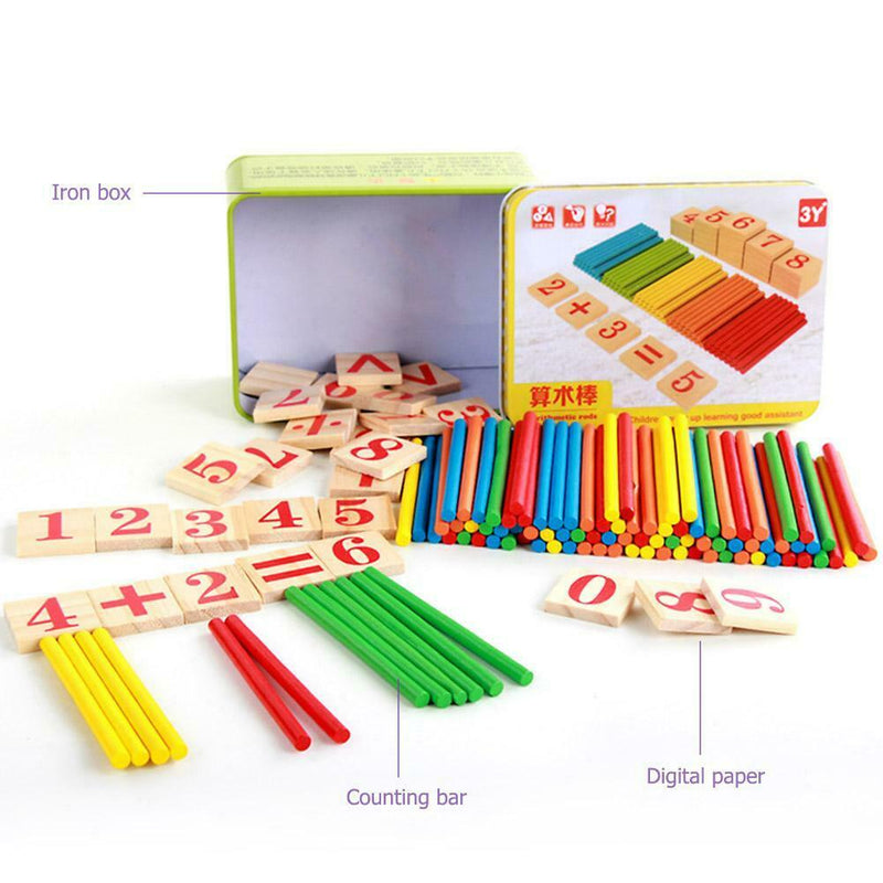 Wooden Toys for Children Mathematics Game Stick Math Numbers Counting Rods